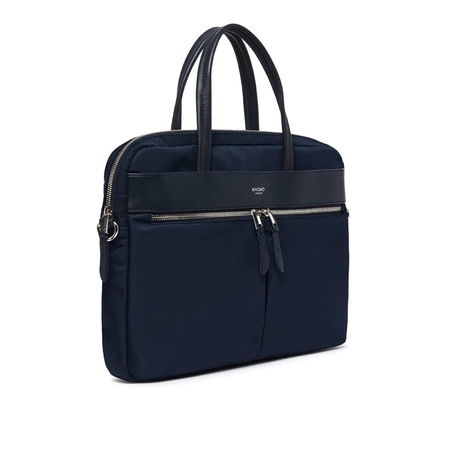 Bags London Luggage | Hanover Laptop Briefcase 14" - Dark Navy Blazer / Silver Hardware